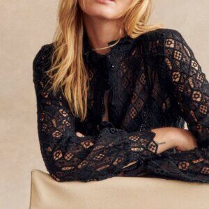 Sézane NWT Chlo Shirt in Black Diamond Guipure Size 40/US 8